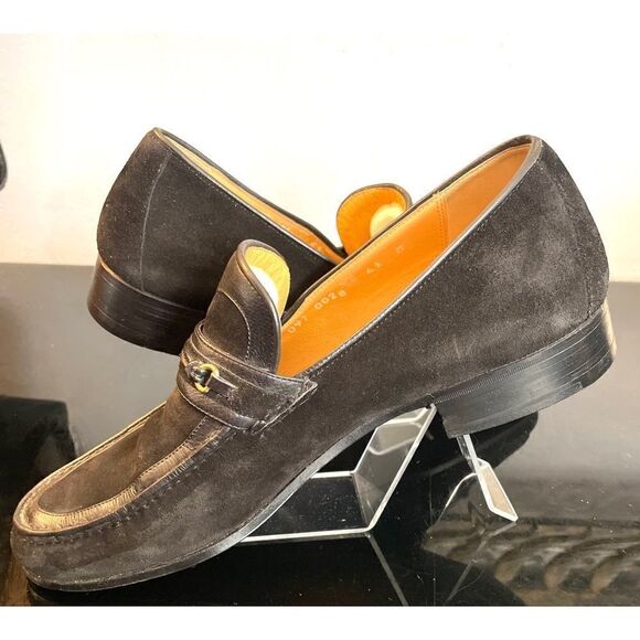 Gucci Black Suede Leather Trimmed Bit Men’s Loafers Made in Italy Size 43/9.5 M - Picture 12 of 15